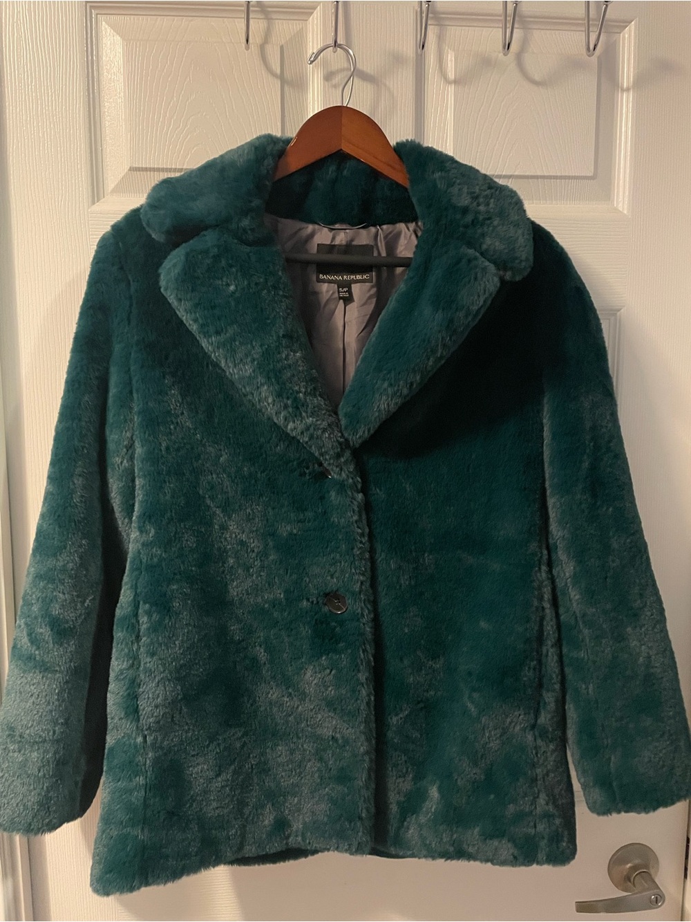 Banana Republic Teal Faux-Fur Teddy Jacket